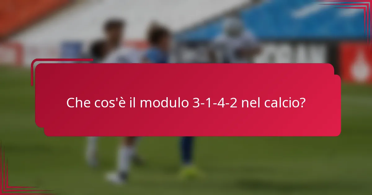 Che cos'è il modulo 3-1-4-2 nel calcio?