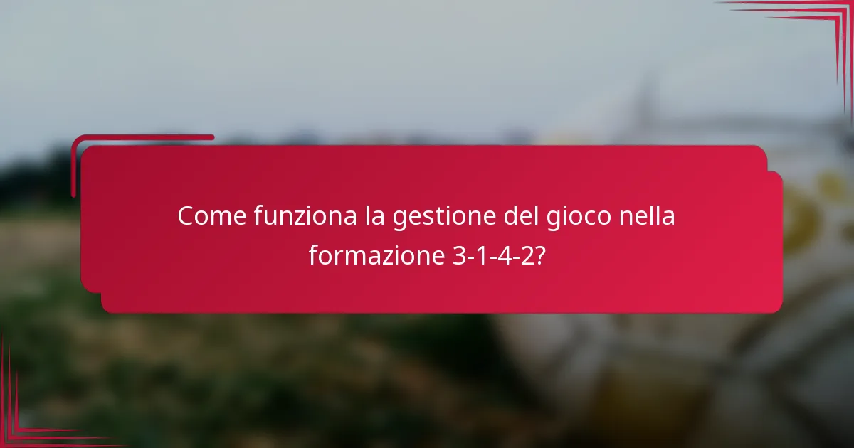 Come funziona la gestione del gioco nella formazione 3-1-4-2?