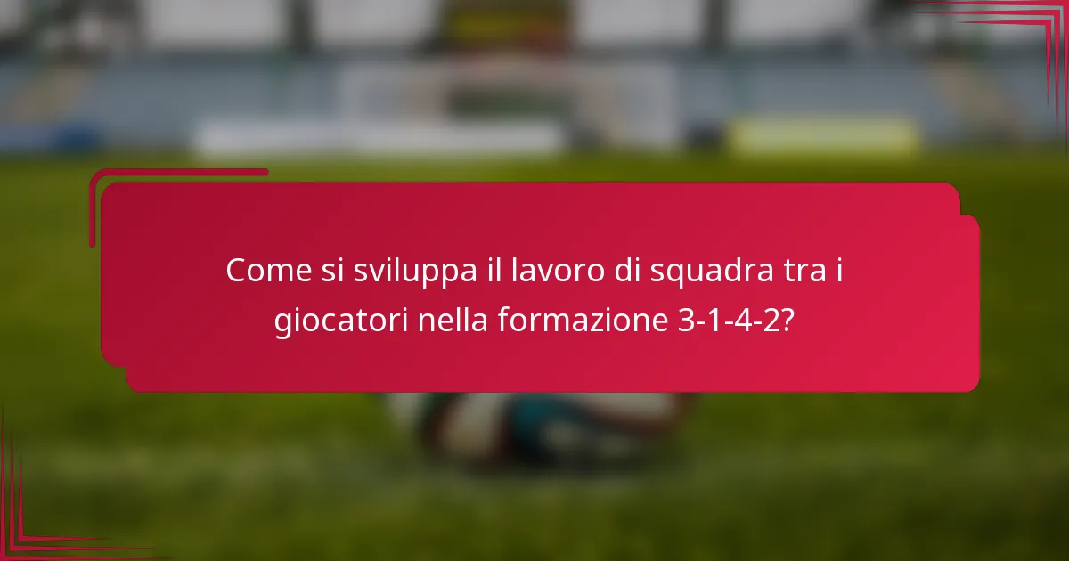 Come si sviluppa il lavoro di squadra tra i giocatori nella formazione 3-1-4-2?