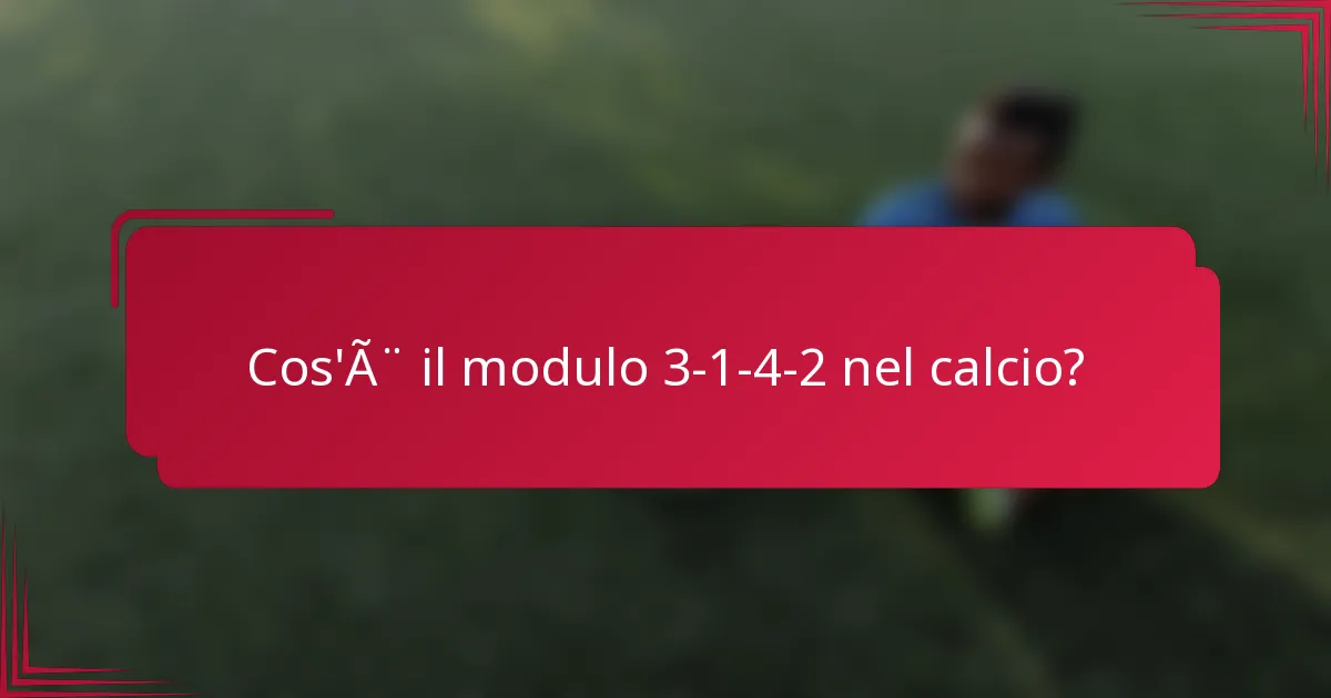 Cos'è il modulo 3-1-4-2 nel calcio?