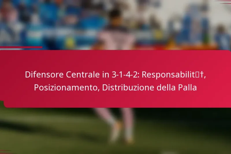Difensore Centrale in 3-1-4-2: Responsabilità, Posizionamento, Distribuzione della Palla