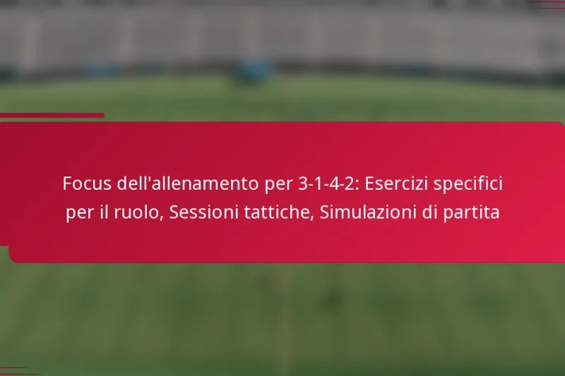 Focus dell’allenamento per 3-1-4-2: Esercizi specifici per il ruolo, Sessioni tattiche, Simulazioni di partita