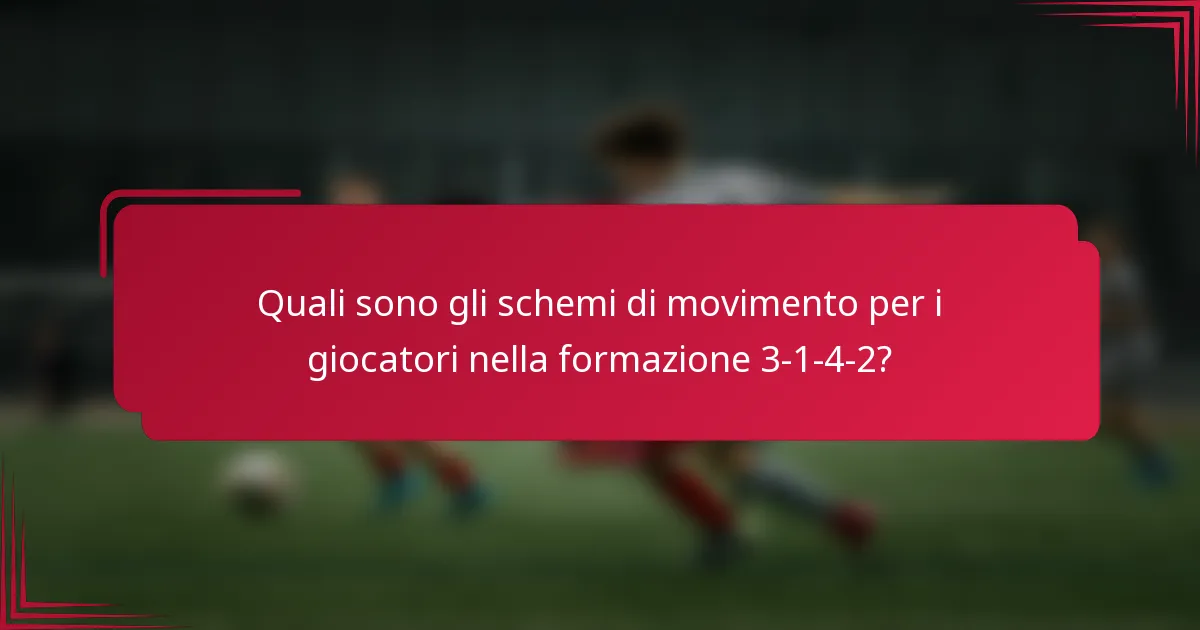 Quali sono gli schemi di movimento per i giocatori nella formazione 3-1-4-2?